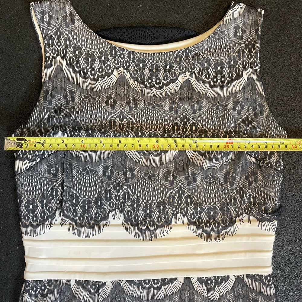 Black Lace and Cream White Fitted Cocktail Dress - Picture 7 of 8